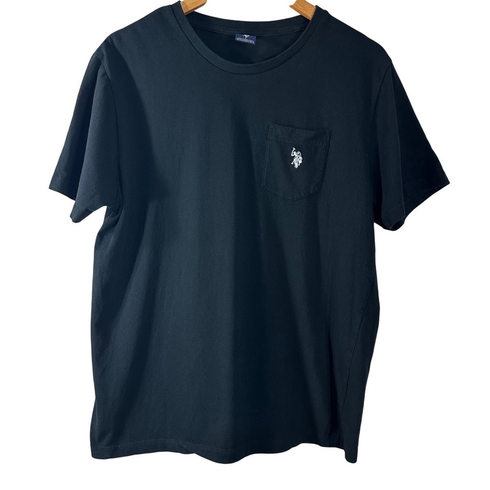 US Polo Assn Mens Black‎ Pocket T-Shirt Embroidered Logo Cotton Size L